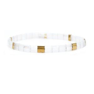 Miyuki Tila Bead Bracelet - transparent ivory